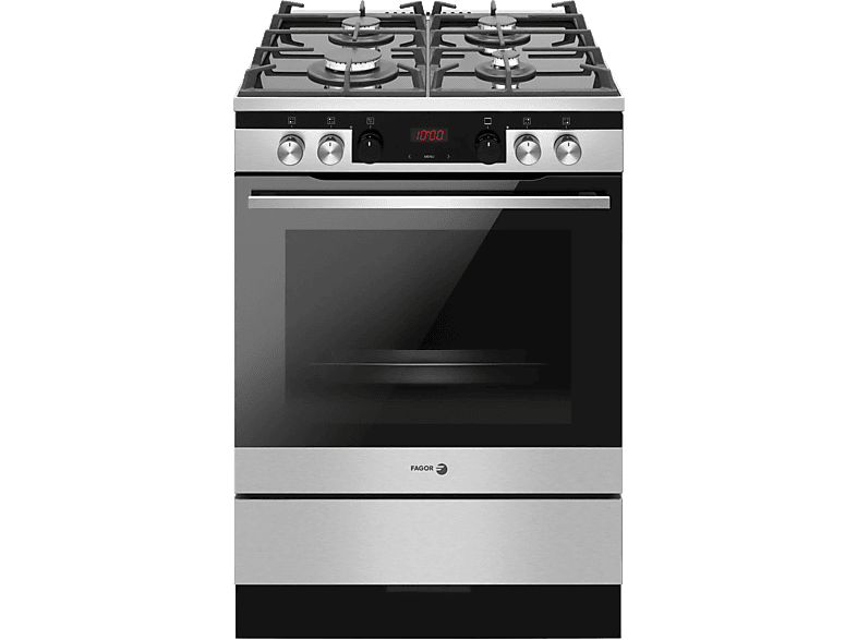 Fagor 3CLG-610BX Gas Natural 4 quemadores Horno 77 l Limpieza por vapor 60 cm Inox