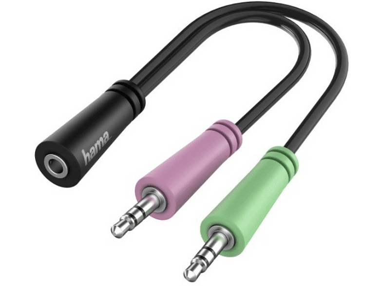 Hama 00200351 De Jack 3.5 mm 4-pin a 2x Jack de 3.5 mm 3-pin Negro