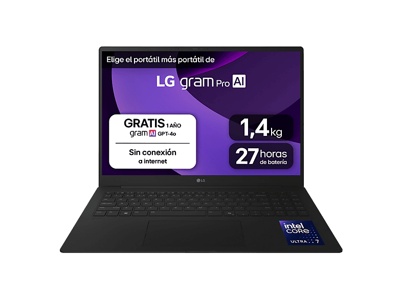 LG 16ZD90TR-E.AX8BB 16 WQXGA Intel® Core™ Ultra 7-255H 32 GB 2 TB SSD GeForce RTX™ 5050 Sin sistema operativo