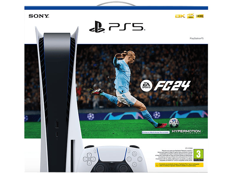 Sony PlayStation 5 Standard 825 GB 4K 1 mando Chasis C Blanco + Juego EA SPORTS FC™ 24 (código de descarga)