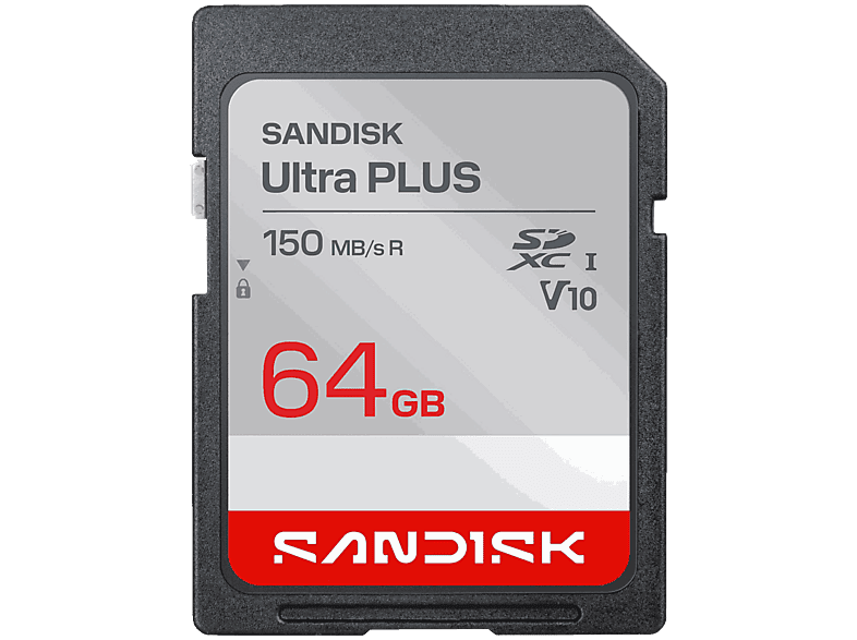SANDISK Ultra Plus 64 GB UHS-I Vídeo Full HD V10 U1 C10 Resistente al Agua Plata