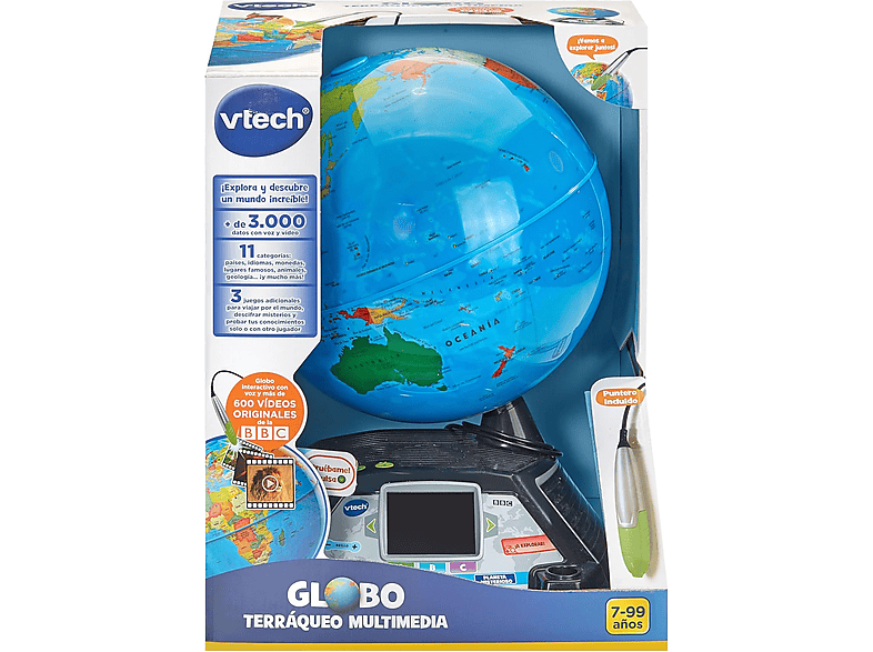 VTech Globo terráqueo multimedia Pantalla 2.7  HD Más de 600 vídeos Lápiz táctil