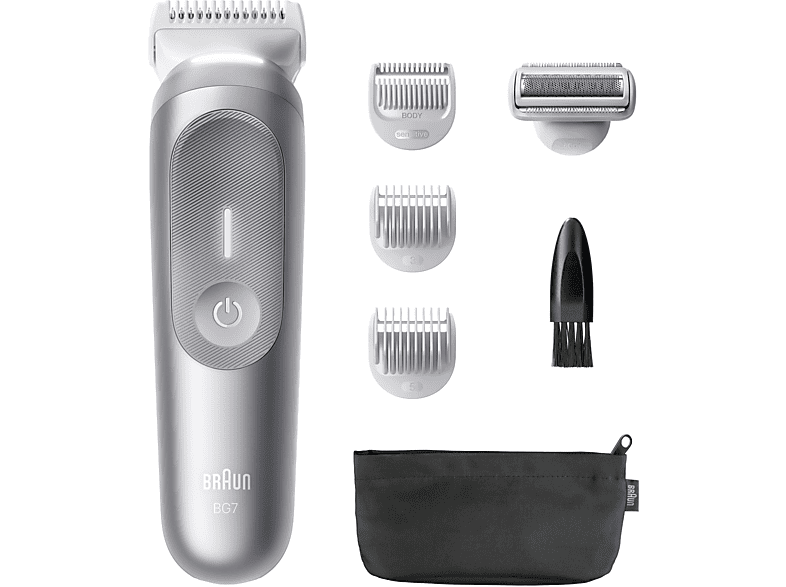 Braun BodyGroomer Series 7 BG7550 +4 cabezales y peines de rasurado y 2 accesorios Afeita Y Recorta Wet&Dry Gris