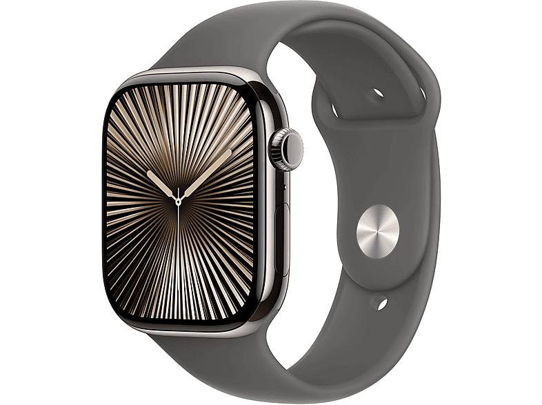 Apple Watch Series 10 (2024) GPS + Cellular 46 mm Gesto de doble toque Caja de titanio Natural Correa deportiva Gris piedra Talla S/M
