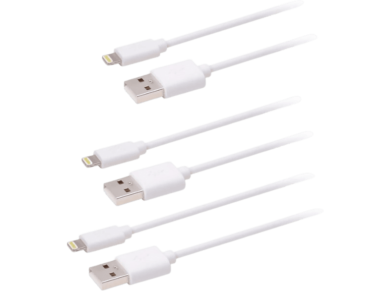 OK OZB-533 De USB a Lightning Pack de 3 Tamaños diferentes Blanco