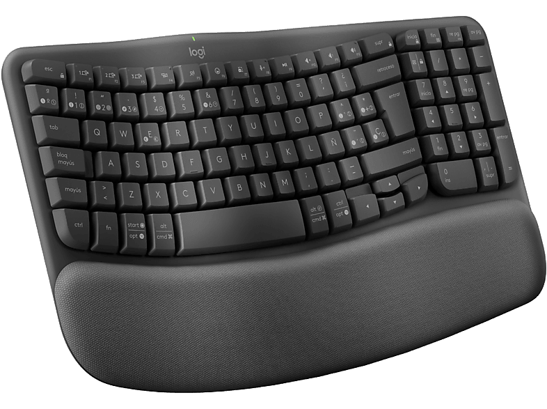 Logitech Wave Keys Inalámbrico Ergonómico Reposamanos Easy-Switch Bluetooth Multisistema Negro