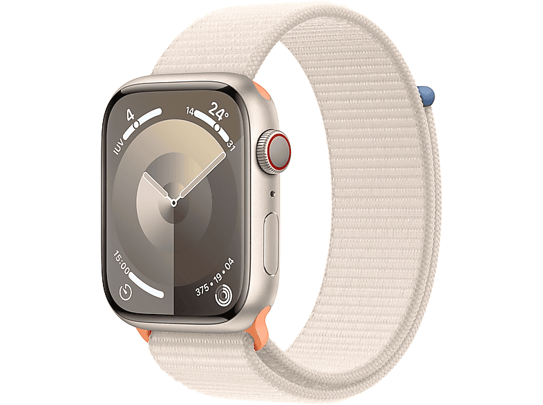 Apple Watch Series 9 (2023) GPS+CELL 45 mm Gesto de doble toque Caja de aluminio blanco estrella Correa Sport Loop blanco estrella