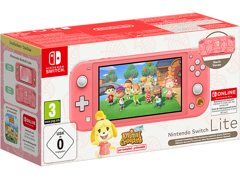 Nintendo Switch Lite Portátil Controles integrados Coral + Juego Animal Crossing: New Horizons (preinstalado) + 12 meses NSO