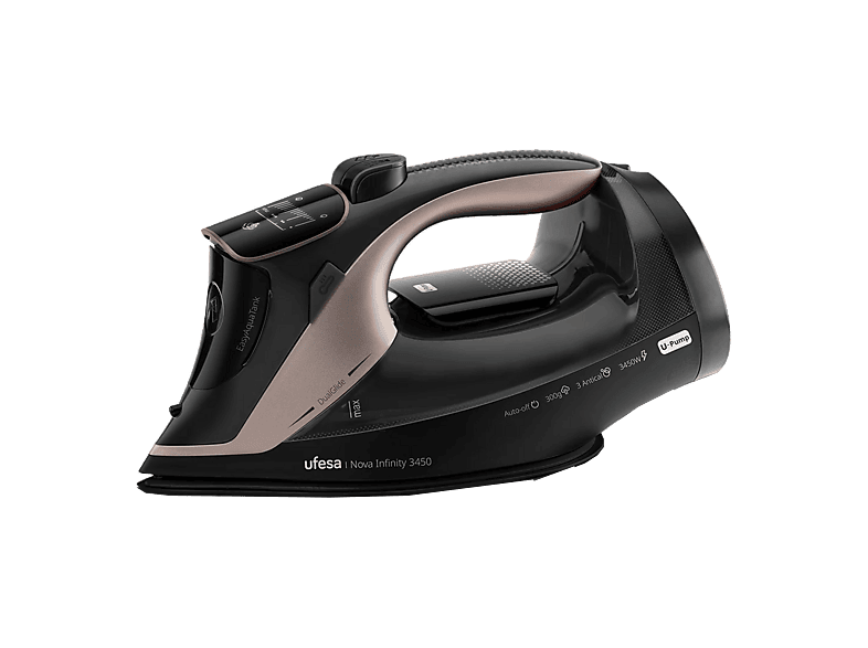 Ufesa Nova Infinity 3450W Con Bomba Golpe de Vapor 300g Depósito 350ml Vapor Continuo 70g/min Sistema 3 antical Negro/Cobre