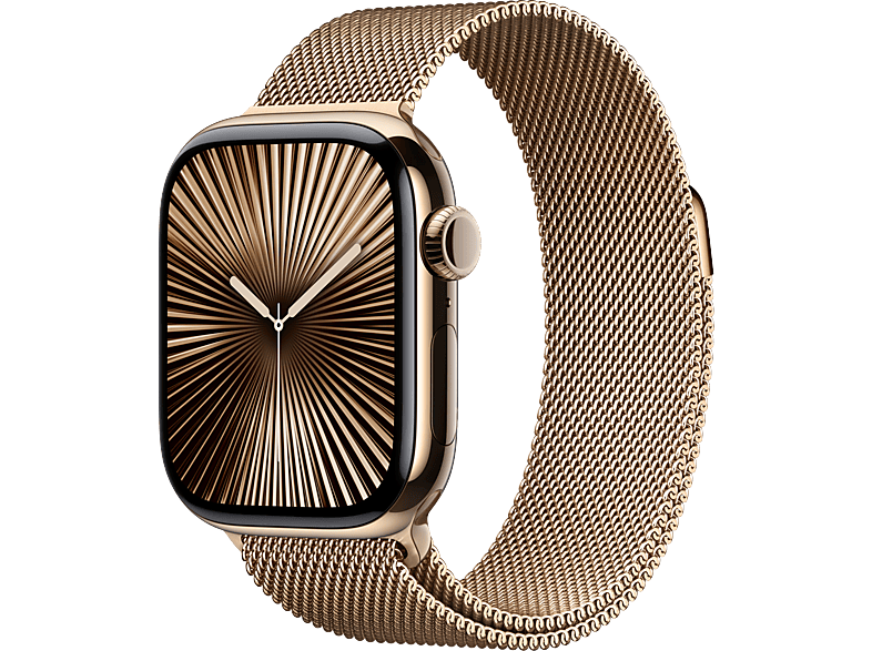 Apple Watch Series 10 (2024) GPS + Cellular 42 mm Gesto de doble toque Caja de titanio Oro Correa Milanese Loop Oro