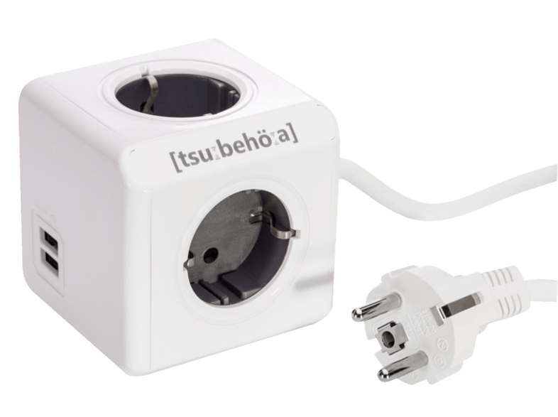 PowerCube BXPC1400 Gris 4 tomas + USB alargo