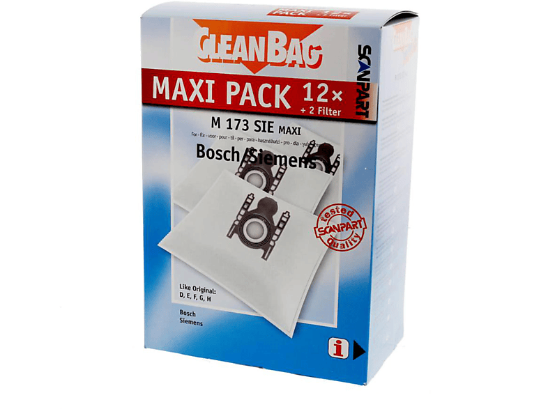 Scanpart Maxipack M 173 Sie Para Aspiradores Bosch Y Siemens 12 U Tecnología de microfibra Filtra un 50% más de partículas
