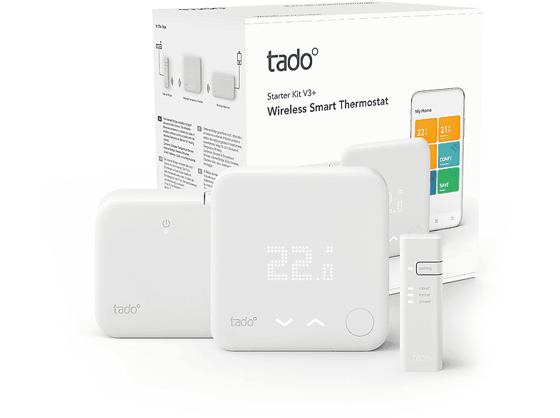 Tado° Starter Kit V3 + Conexión inalámbrica iOS y Android Amazon Alexa Apple HomeKit Blanco