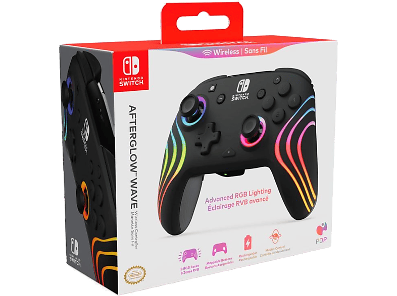 PDP Afterglow Wave Wired Con cable Iluminación RGB Para Nintendo Switch Negro