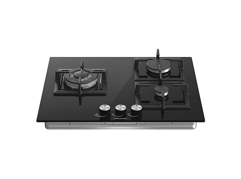 Hisense GG633B 3 zonas 58 cm Gas Natural Encendido fácil Fogón Wok Cristal Negro