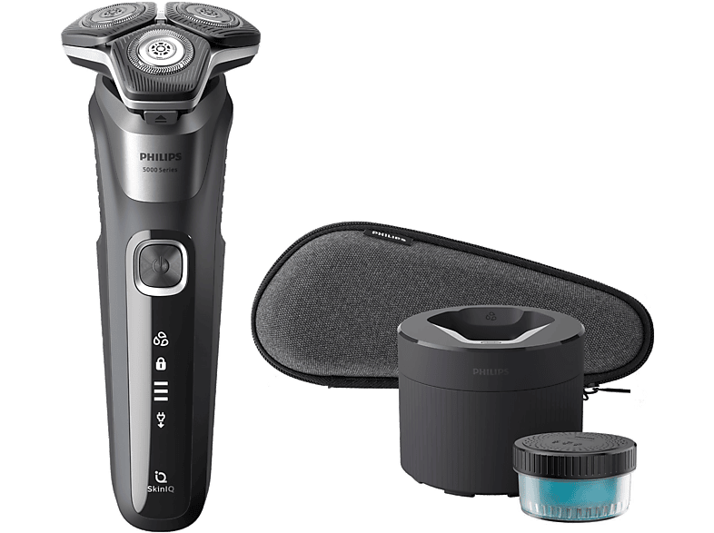 Philips  S5000 S5887/50 Afeitadora eléctrica Seco y mojado Sensor barba Funda de viaje  Cortapatillas Gris ceniza
