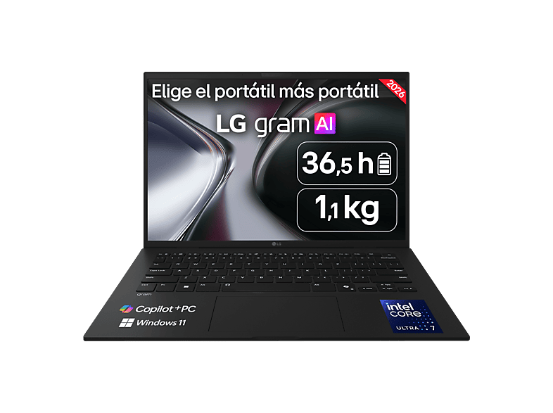 LG Gram 14Z90U-G.AU88BN Copilot+ PC 14 WUXGA Intel® Core™ Ultra 7 355 49 TOPS 32 GB RAM 1 TB SSD Windows 11 Home Sin cargador