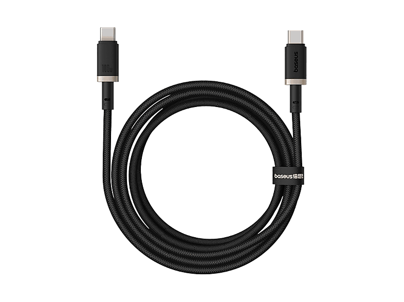 Baseus Dura USB-C a USB-C 200 cm 100W Carga rápida Ultrarresistente Negro y Dorado
