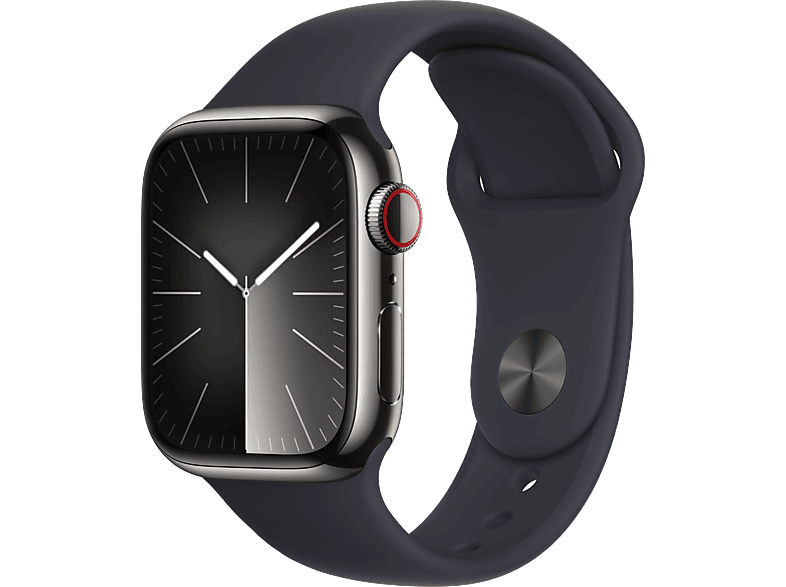 Apple Watch Series 9 (2023) GPS+CELL 41 mm Gesto de doble toque Caja de acero inoxidable grafito Correa deportiva medianoche Talla S/M
