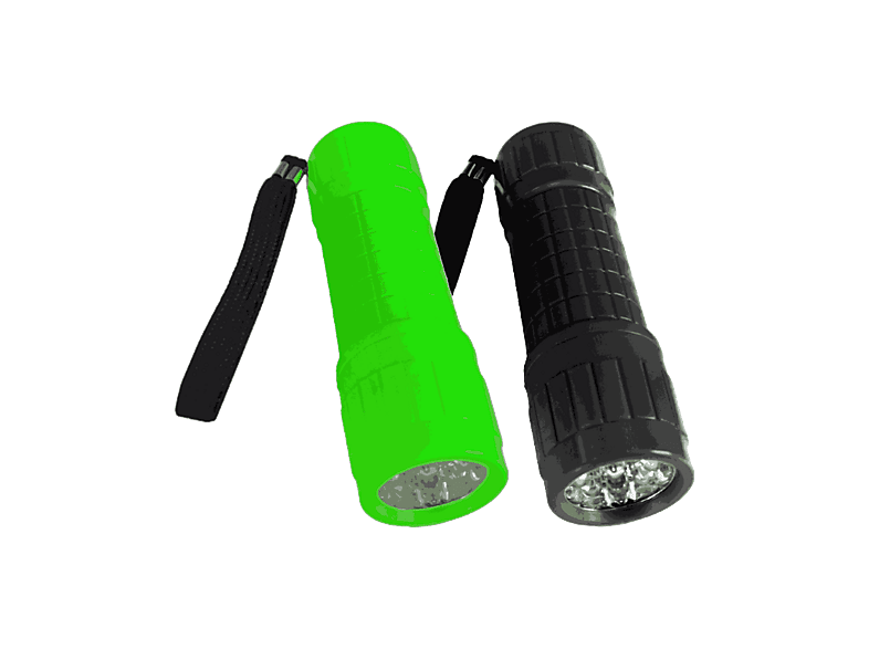 Panda TC-65GR 2 unidades 9 LEDs 60 lúmenes Alcance 5 metros Pilas AAA Verde y Negro