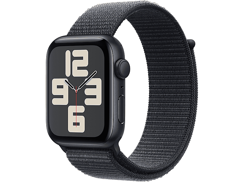 Apple Watch SE (2024) GPS 44 mm Caja de aluminio Medianoche Vidrio delantero Ion-X Correa Loop deportiva Tinta