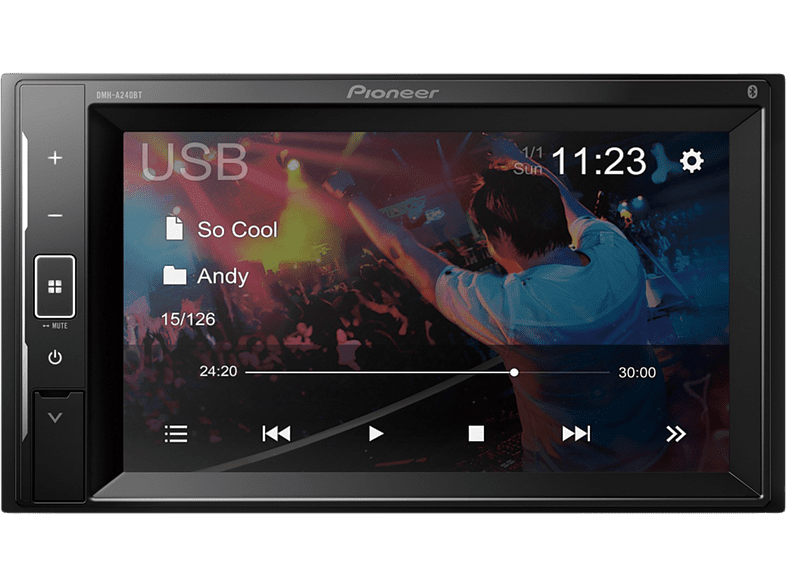 Pioneer DMH-A240BT 6.2 Short Chassis Mechafree Bluetooth Compatible con FLAC USB Negro