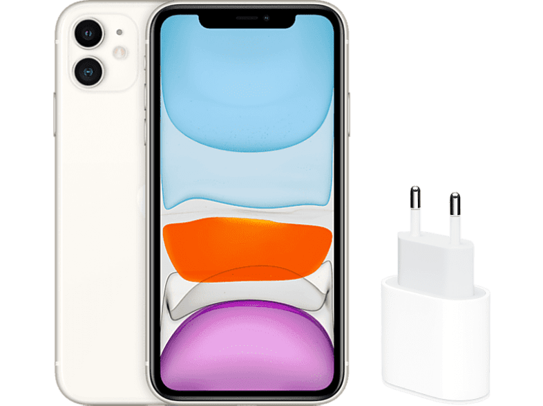APPLE iPhone 11 Blanco 128 GB 6.1 iOS + Adaptador de corriente USB-C de 20 W