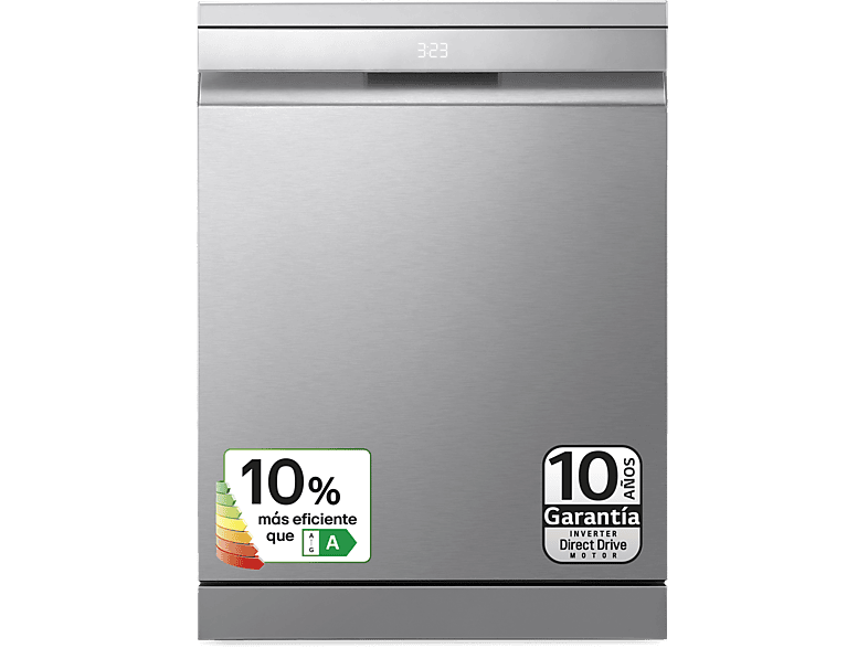 LG DF587HVS 10 servicios 10 programas 60 cm Lavado a vapor Acero  antihuellas
