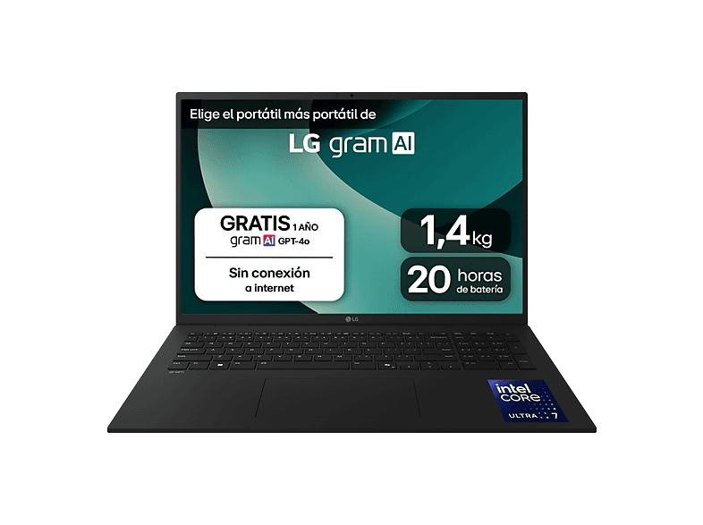 LG 17ZD90T-G.AX88B 17 WQXGA Intel® Core™ Ultra 7-255H 13 TOPS 32 GB RAM 1 TB SSD Arc™ GPU Sin sistema operativo