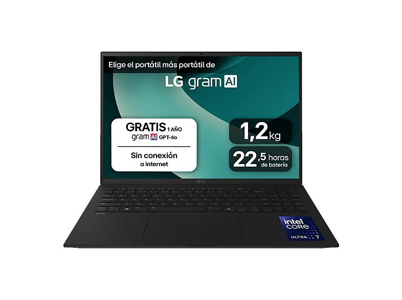LG 16ZD90T-G.AX88B 16 WQXGA Intel® Core™ Ultra 7-255H 13 TOPS 32 GB RAM 1 TB SSD Arc™ GPU Sin sistema operativo