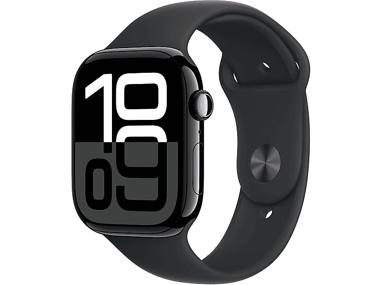 Apple Watch Series 10 (2024) GPS 46 mm Gesto de doble toque Caja de aluminio Negro azabache Correa deportiva Negra Talla M/L