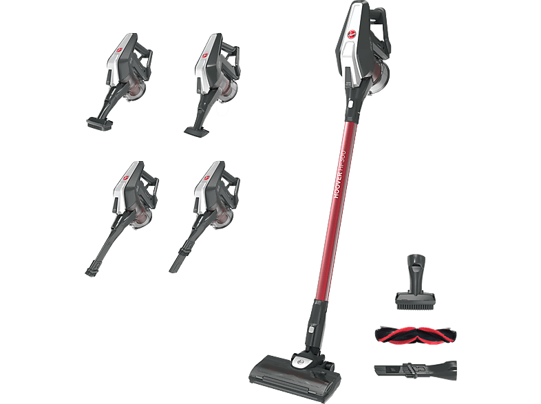 Hoover HF300 HOME Cepillo Anti-Enredos Posición Parking Luz LED Autonomía 40 min Batería Extraíble Carga 2.5h 0.7L Rojo