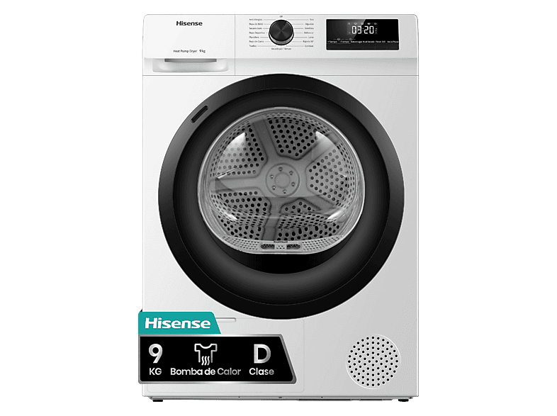 Hisense DHQE900UWDC 9 kg 16 programas Anti arrugas Secado automático Blanco