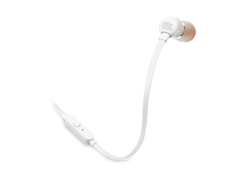 JBL Tune 110 Intraurales Micrófono Cable Plano Anti-enredos Blanco