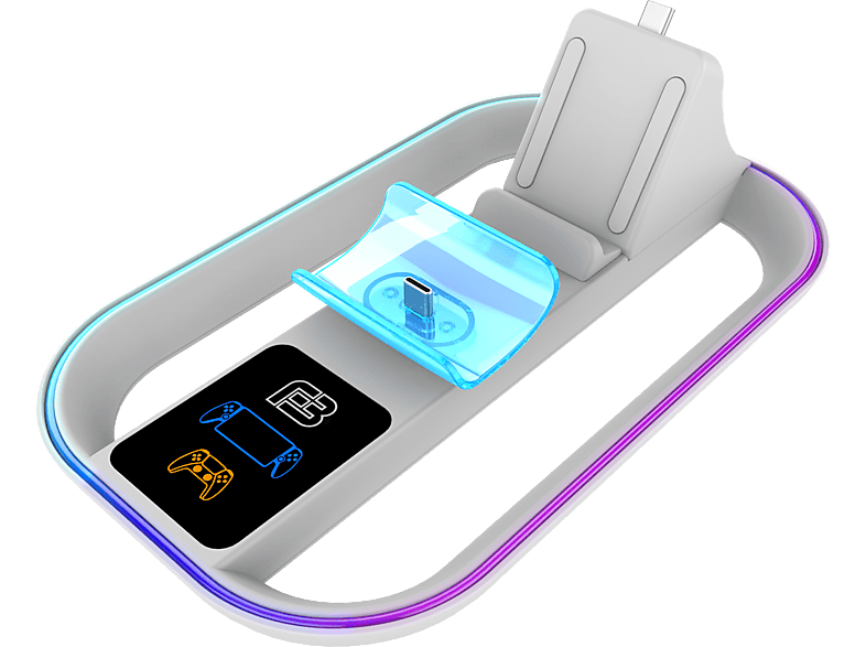 Ardistel BLACKFIRE® Dual Dock RGB Para PSPortal y DualSense de PS5 Blanco