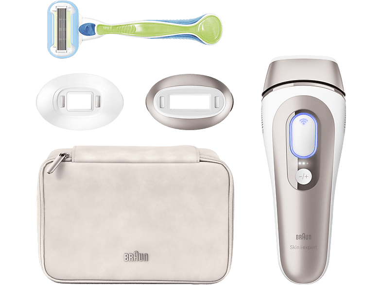 Depiladora IPL- Braun Luz Pulsada Skin I·Expert Smart PL7147 Reducción Permanente Vello Visible Con App 2 Cabezales