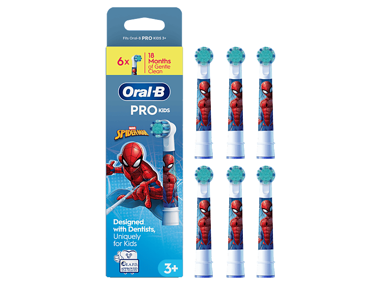 Oral-B Pro Kids 3+ Cabezales de recambio de Marvel Spiderman +3 años Pack de 6 unidades