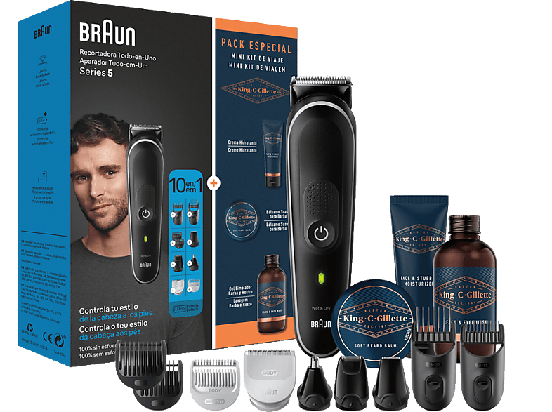 Braun Series 5 MGK5440 + Pack King C.Gillette Autonomía 100 minutos 9 Accesorios de corte