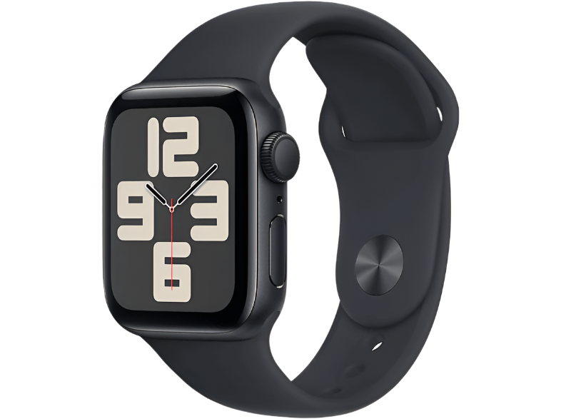 APPLE Watch SE (2023) GPS 40 mm Caja de aluminio medianoche Vidrio delantero Ion-X Talla S/M Correa deportiva medianoche