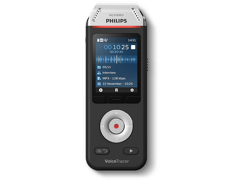 Philips VoiceTracer DVT2110 8 GB Dos micrófonos HQ Estereo MP3 PCM Negro