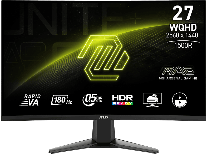 MSI MAG 27CQ6F Curvo 27 WQHD 0.5 ms 180 Hz HDR Ready Panel Rapid VA Negro