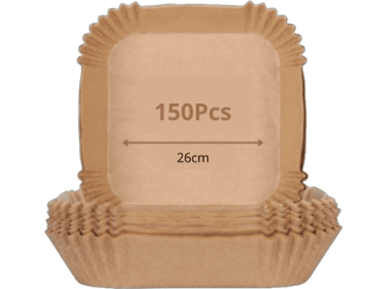 NK HO330020 Papel para hornear Cuadrado 150 piezas 26 cm Antiadherente Marrón