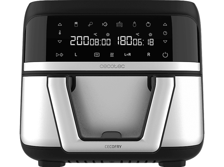 Cecotec Cecofry Dual 9000 9 L 2850 W Opción dividir la cubeta en dos de 4.5 L 6 menús Temperatura dual Temporizador Inox