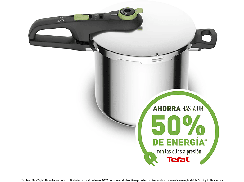Tefal Secure Trendy P2584402 8 L 2 programas de cocción Acero Inoxidable Verde