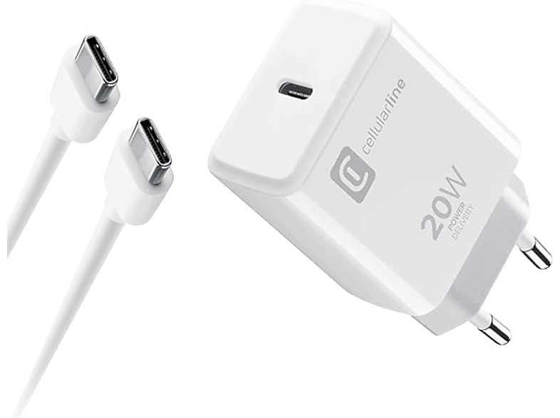 CellularLine ACHIPHKITC2CPD20WW Kit cargador y cable Para iPhone USB-C 20W Blanco