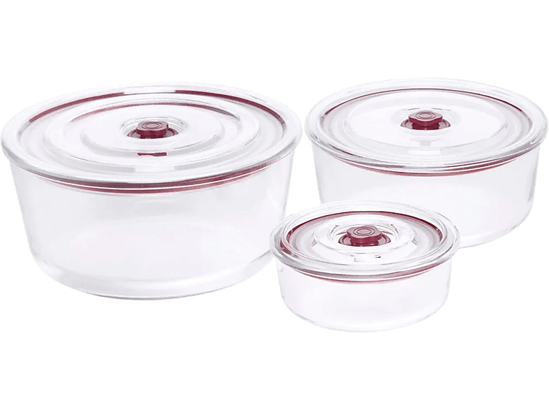 Jata HREC4230 Pack de 3 Recipientes Vidrio templado Tapa con Función de Vacío Transparente