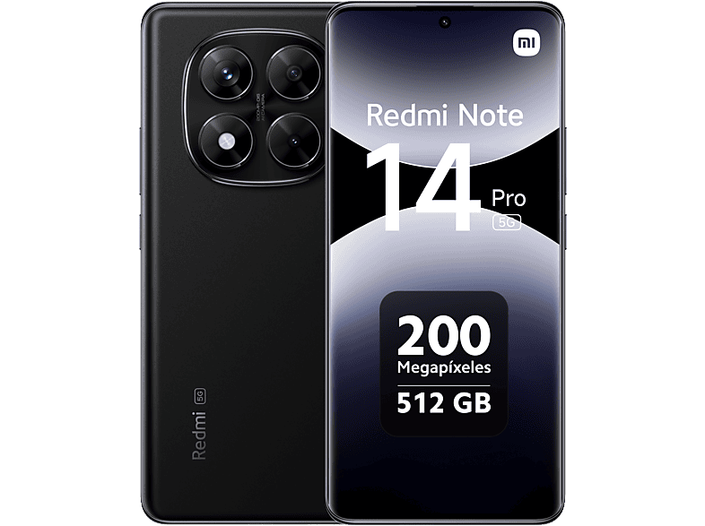 Xiaomi Redmi Note 14 Pro 5G Negro medianoche 512 GB 12 GB RAM 6.67 AMOLED 1.5K MediaTek Dimensity 7300-Ultra 5110 mAh
