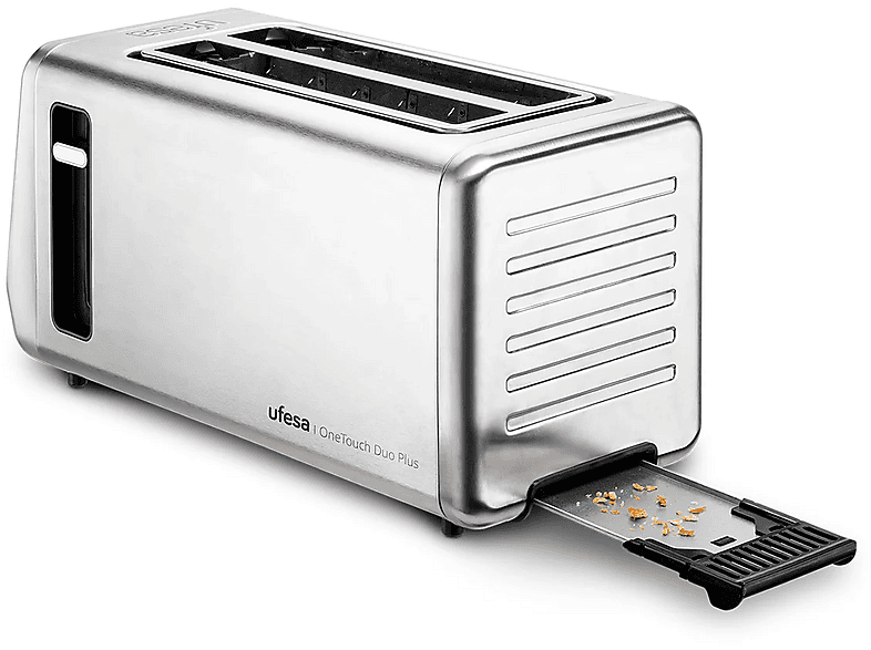 Ufesa OneTouch Duo Plus 1450 W 2 Ranuras Largas Extra Anchas XL 6 Niveles de tostado Descongelar Inox