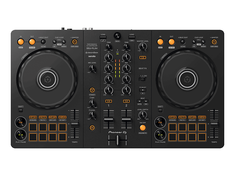 Pioneer DJ DDJ-FLX4 2 Canales 20 Hz – 20 kHz Compatibilidad con Rekordbox y Serato Negro