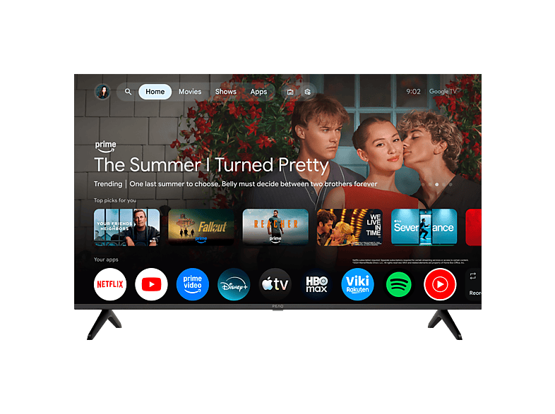 PEAQ PTV 43GQU-5026T UHD 4K Google TV Smart TV DVB-T2 (H.265) Negro